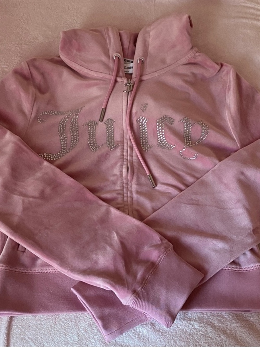Juicy Couture Bling front hoodie in light pink